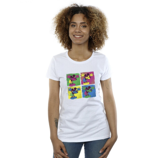 Li-cense Disney dames mickey mouse pop art katoenen t-shirt UTBI33756_white large