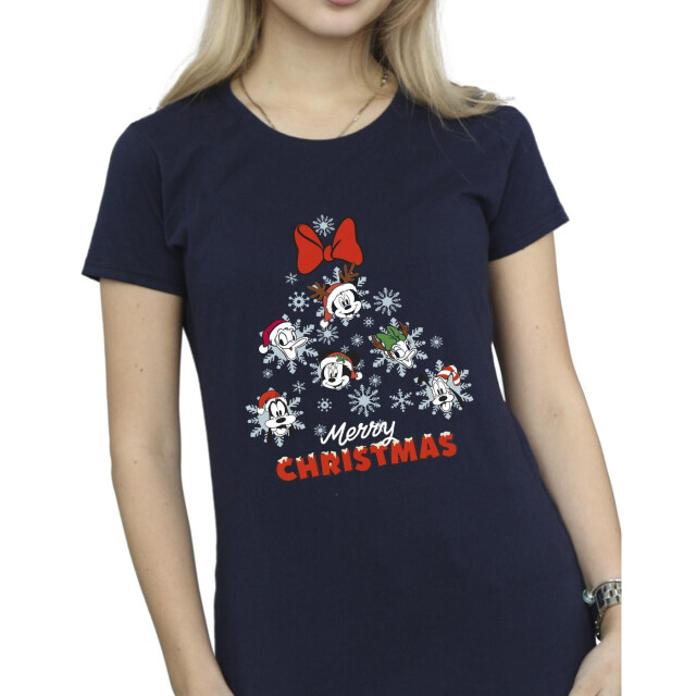 Li-cense Disney dames mickey mouse and friends kerstboom katoenen t-shirt UTBI33892_navyblue large