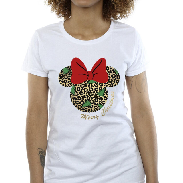 Li-cense Disney dames minnie mouse luipaard kerst katoenen t-shirt UTBI33893_white large