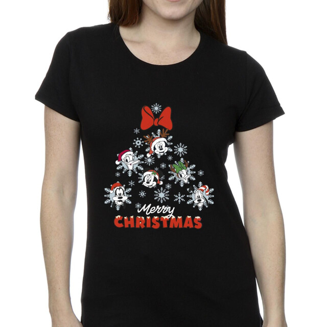Li-cense Disney dames mickey mouse and friends kerstboom katoenen t-shirt UTBI33892_black large