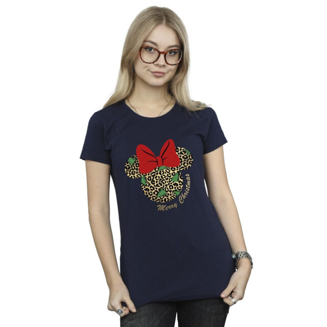 Li-cense Disney dames minnie mouse luipaard kerst katoenen t-shirt UTBI33893_navyblue large