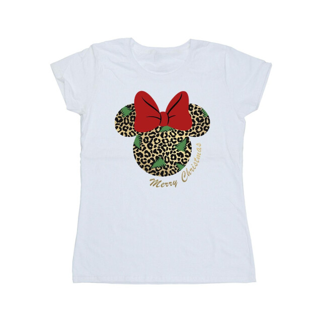 Li-cense Disney dames minnie mouse luipaard kerst katoenen t-shirt UTBI33893_white large