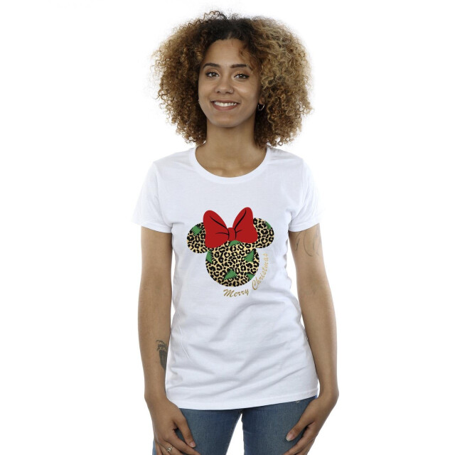 Li-cense Disney dames minnie mouse luipaard kerst katoenen t-shirt UTBI33893_white large