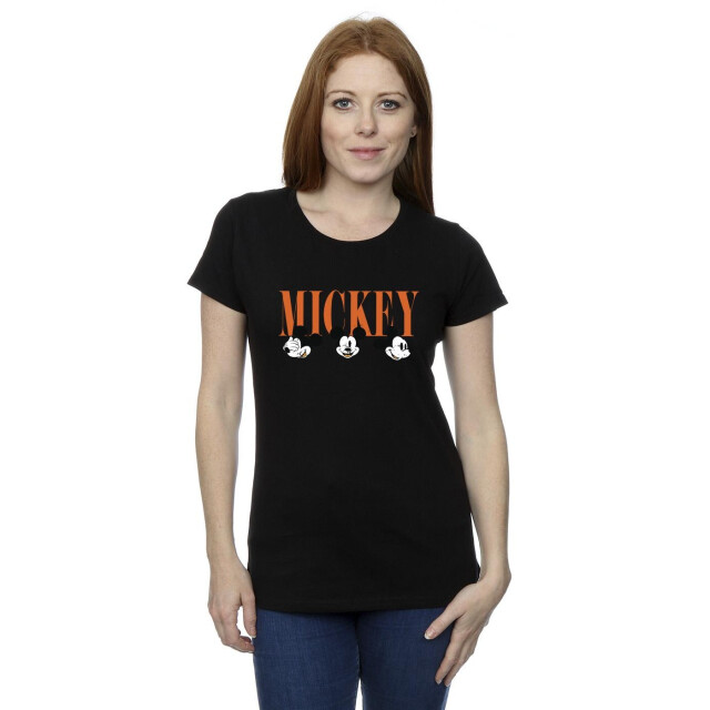 Li-cense Disney dames mickey mouse gezichten katoenen t-shirt UTBI33632_black large