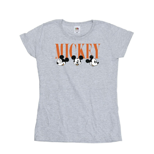 Li-cense Disney dames mickey mouse gezichten katoenen t-shirt UTBI33632_sportsgrey large