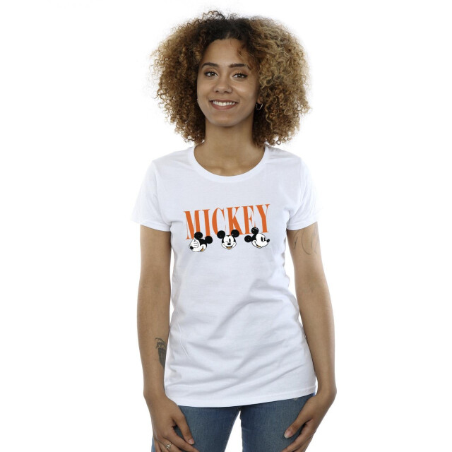 Li-cense Disney dames mickey mouse gezichten katoenen t-shirt UTBI33632_white large