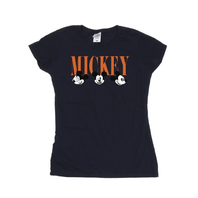 Li-cense Disney dames mickey mouse gezichten katoenen t-shirt UTBI33632_navyblue large
