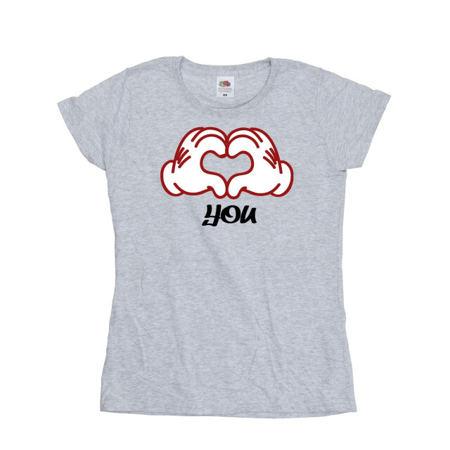 Li-cense Disney dames mickey mouse love you hands katoenen t-shirt UTBI33655_sportsgrey large