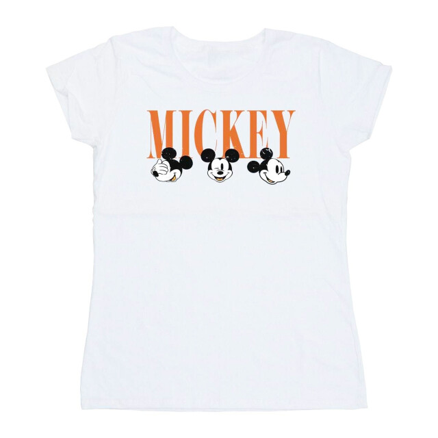 Li-cense Disney dames mickey mouse gezichten katoenen t-shirt UTBI33632_white large
