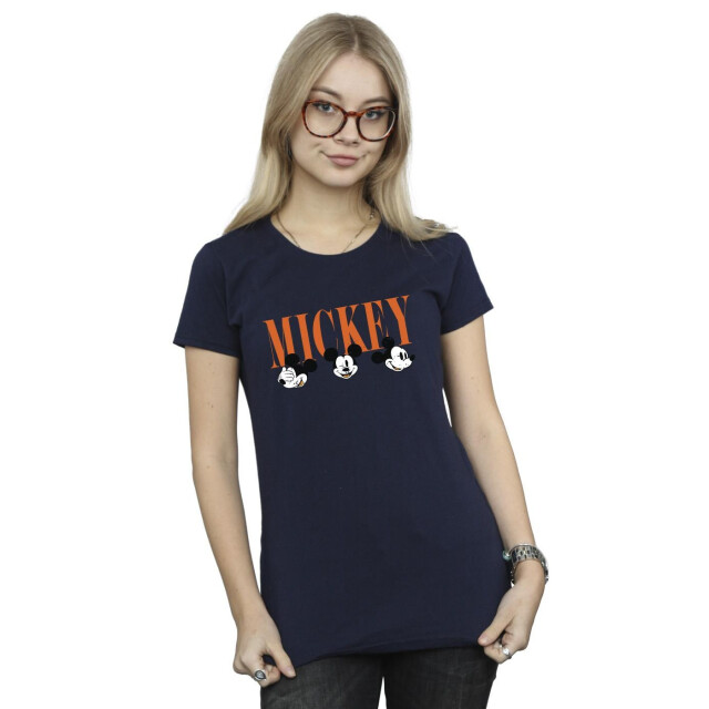 Li-cense Disney dames mickey mouse gezichten katoenen t-shirt UTBI33632_navyblue large