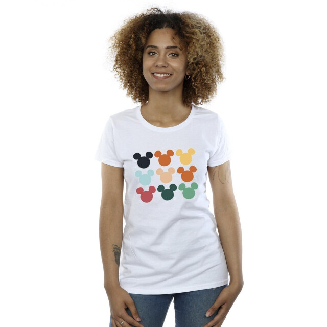 Li-cense Disney dames mickey mouse hoofden vierkant katoenen t-shirt UTBI33732_white large
