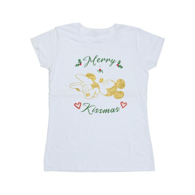 Li-cense Disney dames mickey mouse merry kissmas katoenen t-shirt UTBI33559_white large