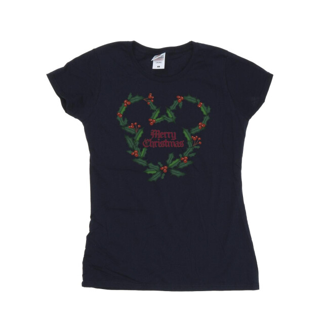 Li-cense Disney dames mickey mouse vrolijk kerstfeest holly katoenen t-shirt UTBI33551_navyblue large