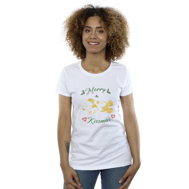 Li-cense Disney dames mickey mouse merry kissmas katoenen t-shirt UTBI33559_white large