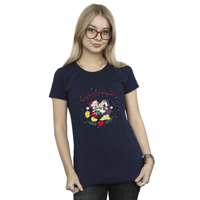 Li-cense Disney dames mickey mouse mickey minnie kerst katoenen t-shirt UTBI33560_navyblue large