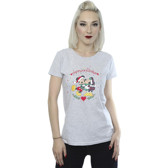 Li-cense Disney dames mickey mouse mickey minnie kerst katoenen t-shirt UTBI33560_sportsgrey large