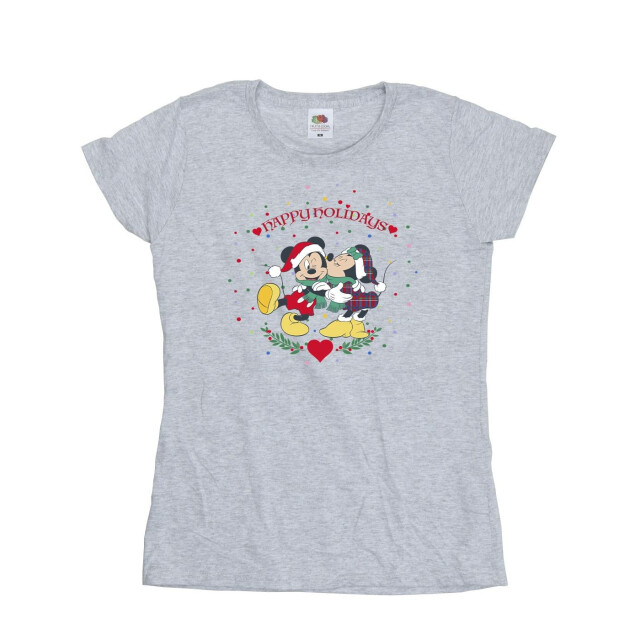 Li-cense Disney dames mickey mouse mickey minnie kerst katoenen t-shirt UTBI33560_sportsgrey large