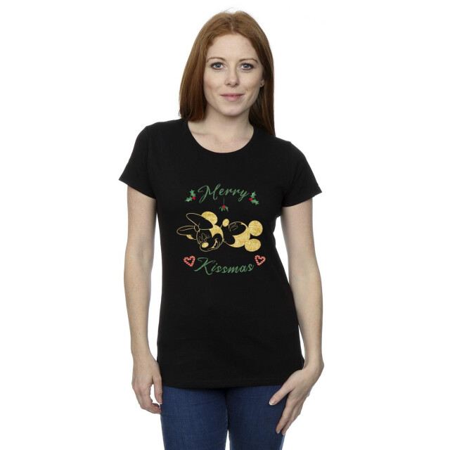 Li-cense Disney dames mickey mouse merry kissmas katoenen t-shirt UTBI33559_black large
