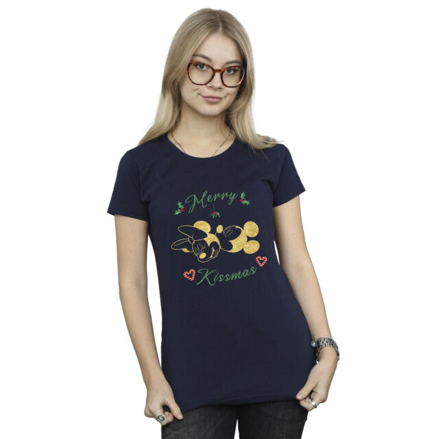 Li-cense Disney dames mickey mouse merry kissmas katoenen t-shirt UTBI33559_navyblue large