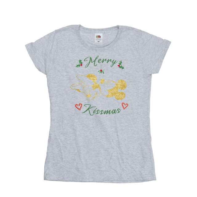 Li-cense Disney dames mickey mouse merry kissmas katoenen t-shirt UTBI33559_sportsgrey large