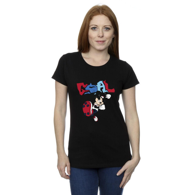Li-cense Disney dames mickey mouse goal striker pose katoenen t-shirt UTBI33428_black large