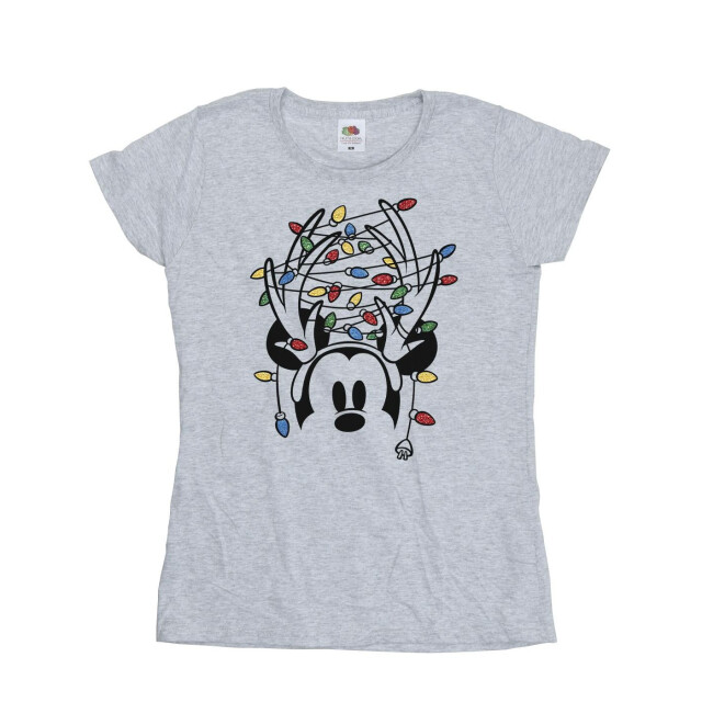 Li-cense Disney dames mickey mouse kersthoofd lichtjes katoenen t-shirt UTBI33427_sportsgrey large