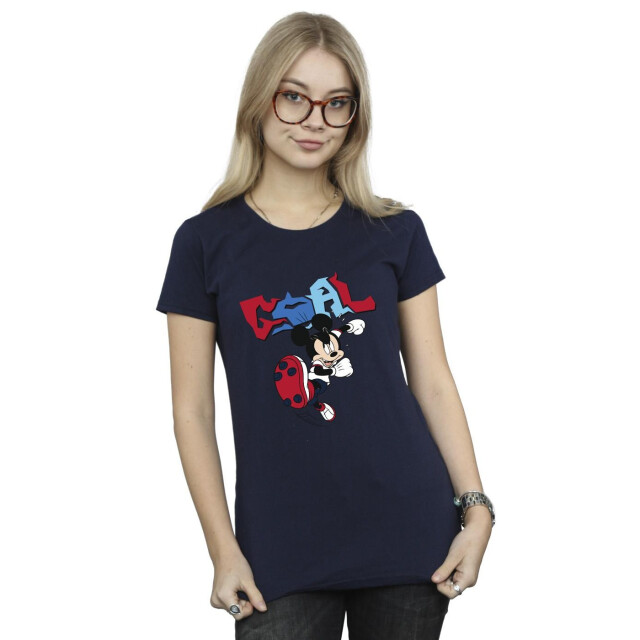 Li-cense Disney dames mickey mouse goal striker pose katoenen t-shirt UTBI33428_navyblue large