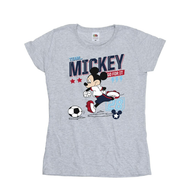 Li-cense Disney dames mickey mouse team mickey voetbal katoenen t-shirt UTBI33448_sportsgrey large