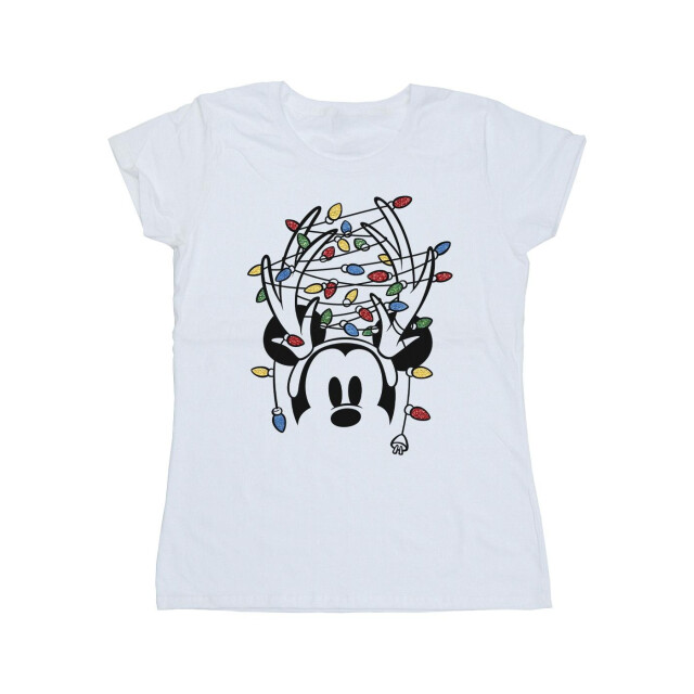 Li-cense Disney dames mickey mouse kersthoofd lichtjes katoenen t-shirt UTBI33427_white large