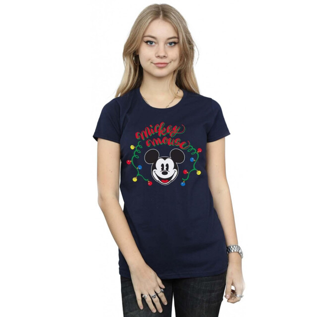 Li-cense Disney dames mickey mouse kerstmis lichtbollen katoenen t-shirt UTBI33291_navyblue large