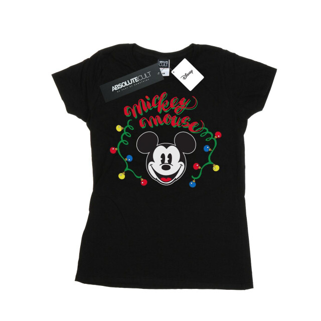 Li-cense Disney dames mickey mouse kerstmis lichtbollen katoenen t-shirt UTBI33291_black large