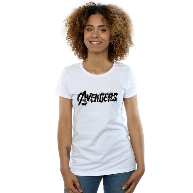 Li-cense Marvel avengers vrouwen/dames distressed logo t-shirt UTBI331_white large