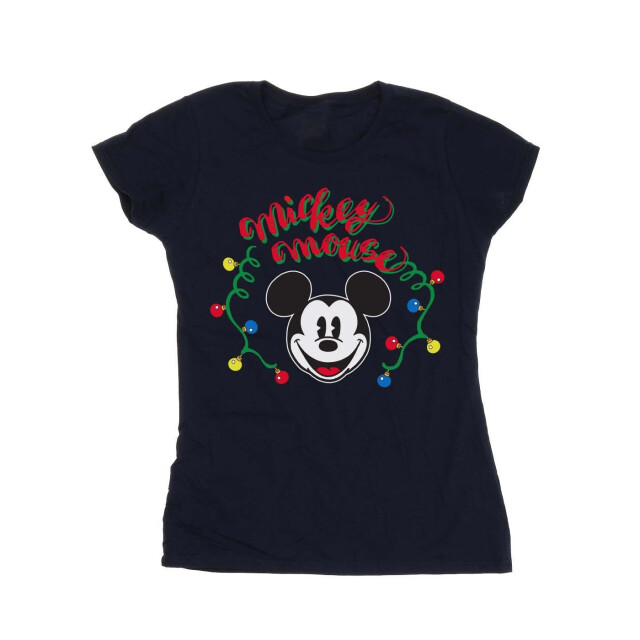Li-cense Disney dames mickey mouse kerstmis lichtbollen katoenen t-shirt UTBI33291_navyblue large