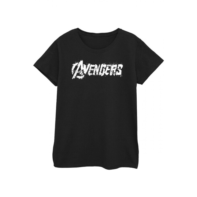 Li-cense Marvel avengers vrouwen/dames distressed logo t-shirt UTBI331_blackwhite large