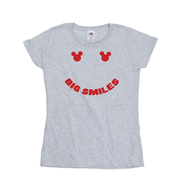 Li-cense Disney dames mickey mouse grote glimlach katoenen t-shirt UTBI33284_sportsgrey large