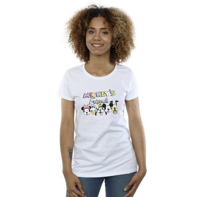Li-cense Disney dames mickey mouse and friends gezichten katoenen t-shirt UTBI33174_white large