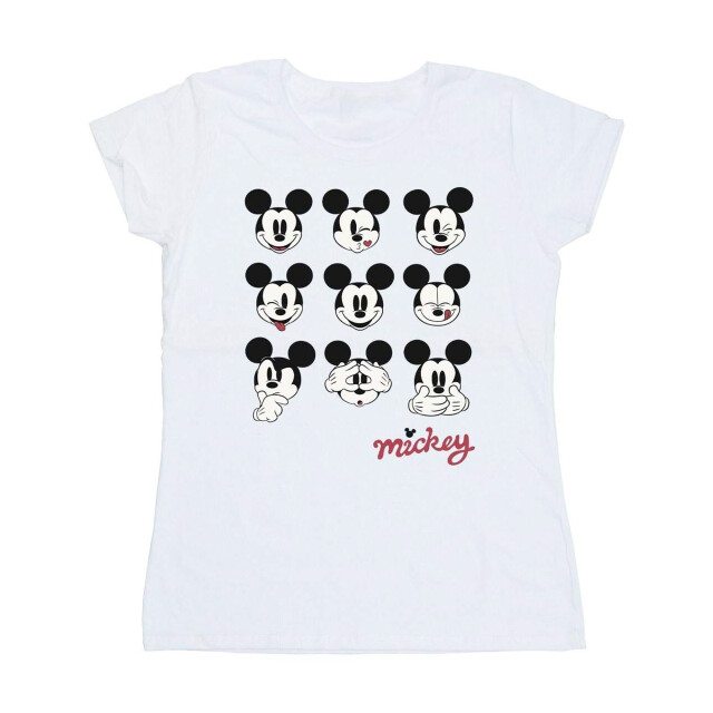 Li-cense Disney dames mickey mouse many faces katoenen t-shirt UTBI33194_white large