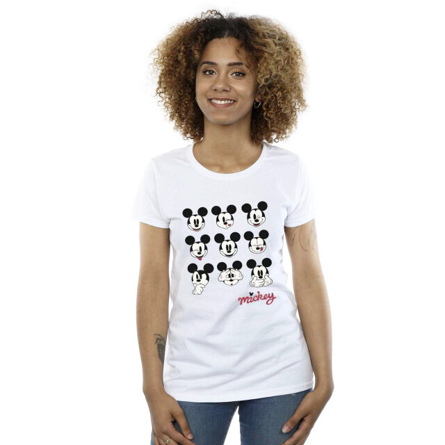 Li-cense Disney dames mickey mouse many faces katoenen t-shirt UTBI33194_white large