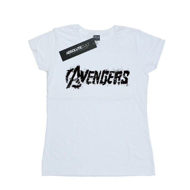 Li-cense Marvel avengers vrouwen/dames distressed logo t-shirt UTBI331_white large
