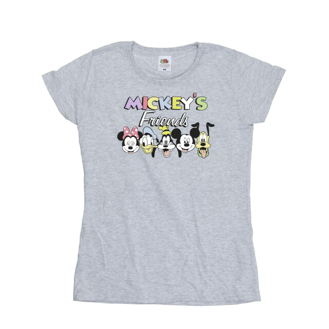 Li-cense Disney dames mickey mouse and friends gezichten katoenen t-shirt UTBI33174_sportsgrey large