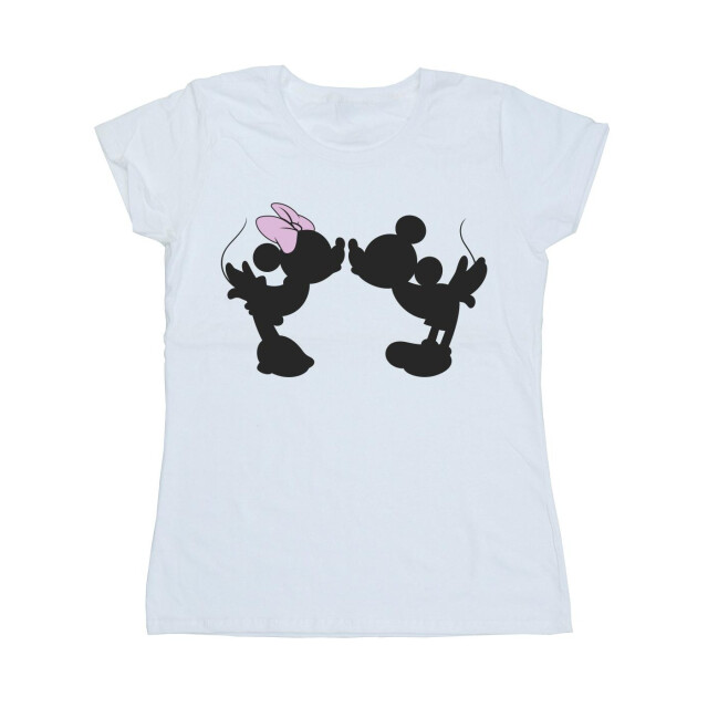 Li-cense Disney dames mickey minnie kiss silhouet katoenen t-shirt UTBI33068_white large