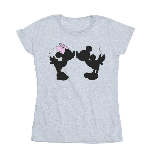 Li-cense Disney dames mickey minnie kiss silhouet katoenen t-shirt UTBI33068_sportsgrey large