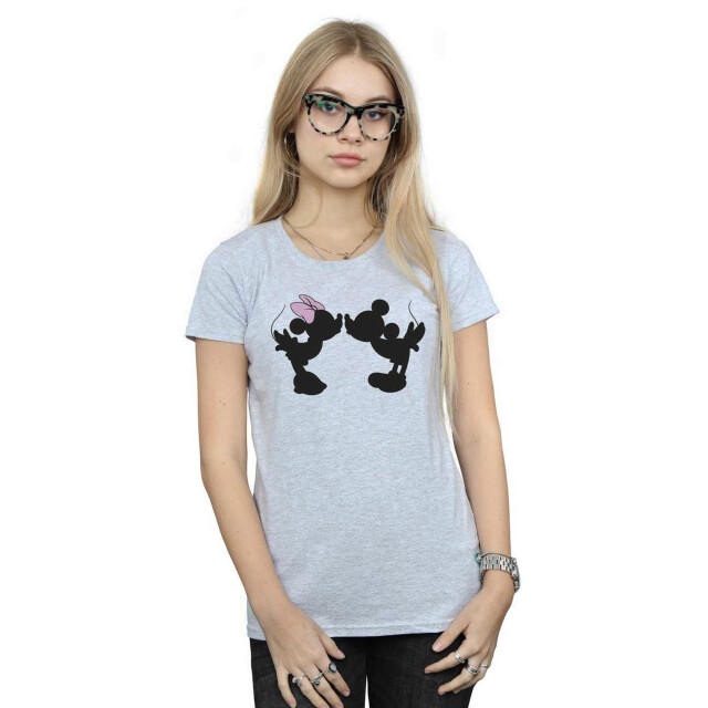 Li-cense Disney dames mickey minnie kiss silhouet katoenen t-shirt UTBI33068_sportsgrey large