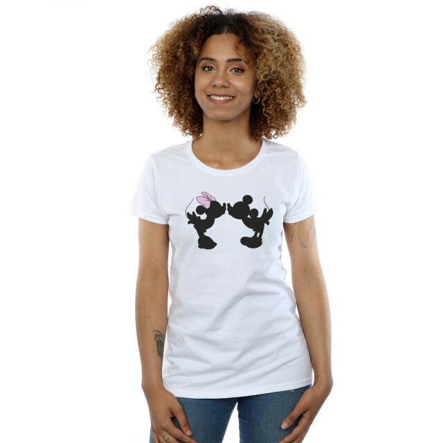 Li-cense Disney dames mickey minnie kiss silhouet katoenen t-shirt UTBI33068_white large