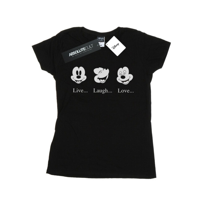 Li-cense Disney dames mickey mouse live love laugh katoenen t-shirt UTBI32948_black large