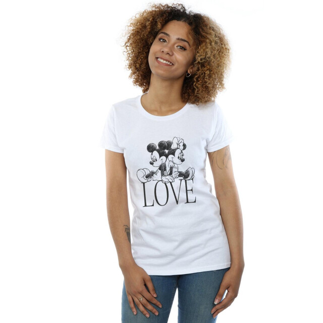 Li-cense Disney dames mickey en minnie mouse love katoenen t-shirt UTBI32990_white large