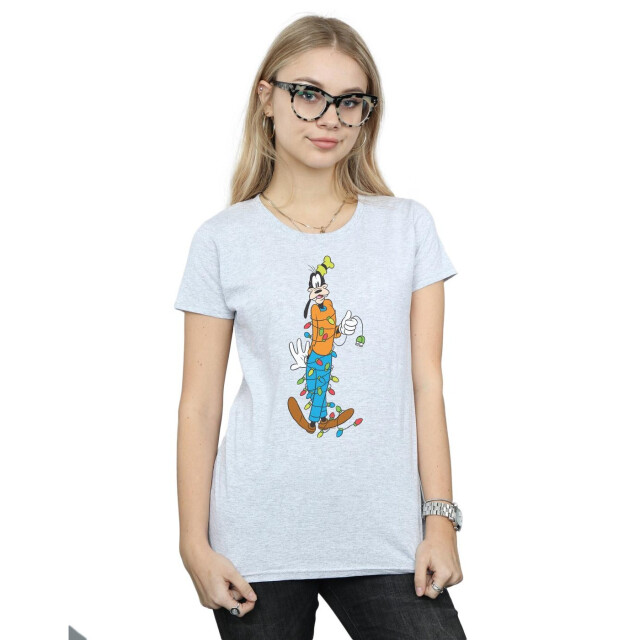 Li-cense Disney dames goofy kerstverlichting katoenen t-shirt UTBI32875_sportsgrey large