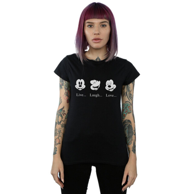 Li-cense Disney dames mickey mouse live love laugh katoenen t-shirt UTBI32948_black large