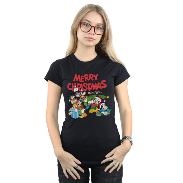 Li-cense Disney dames mickey and friends winter wishes katoenen t-shirt UTBI32825_black large