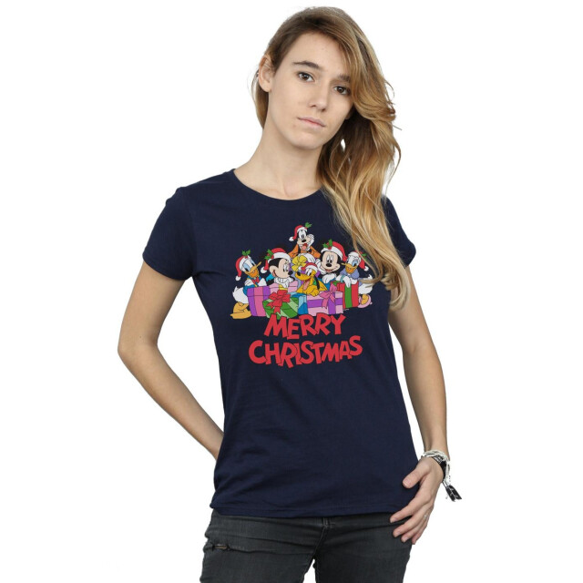 Li-cense Disney dames mickey mouse and friends kerst katoenen t-shirt UTBI32782_navyblue large